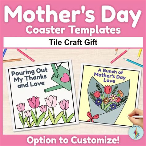 Mothers Day Tile Coaster Template Free