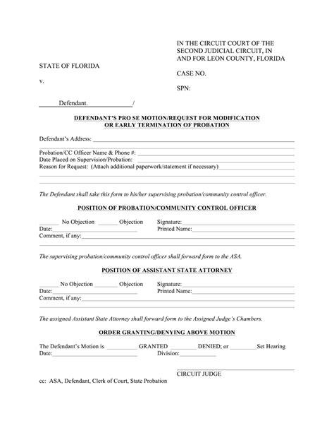 Motion For Early Termination Of Probation Template