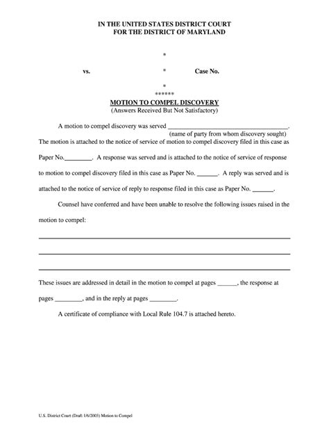 Motion Of Discovery Template