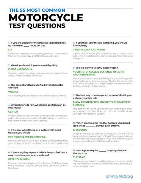 Motorcycle Test Questions And Answers Reader