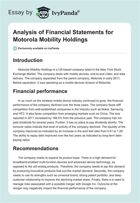 Motorola Company Stock: A Comprehensive Analysis