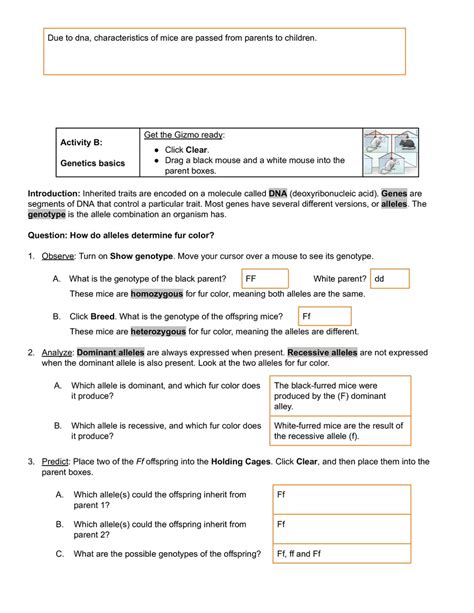 Mouse Activity Answer Key Epub