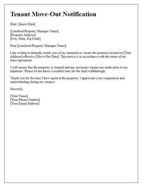 Move Out Letter To Tenant Template