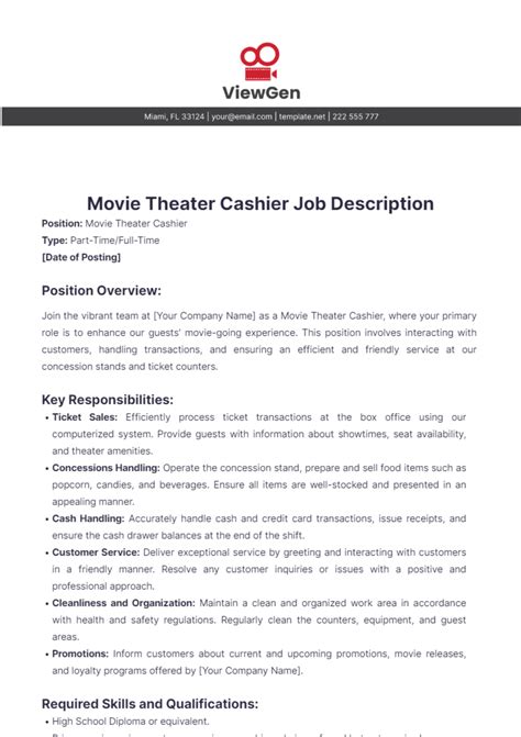 Movie Theater Job Descriptions and Salaries