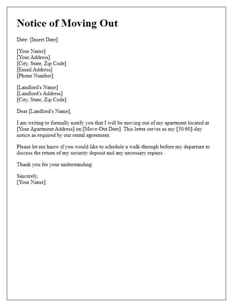 Moving Out Letter To Landlord Template