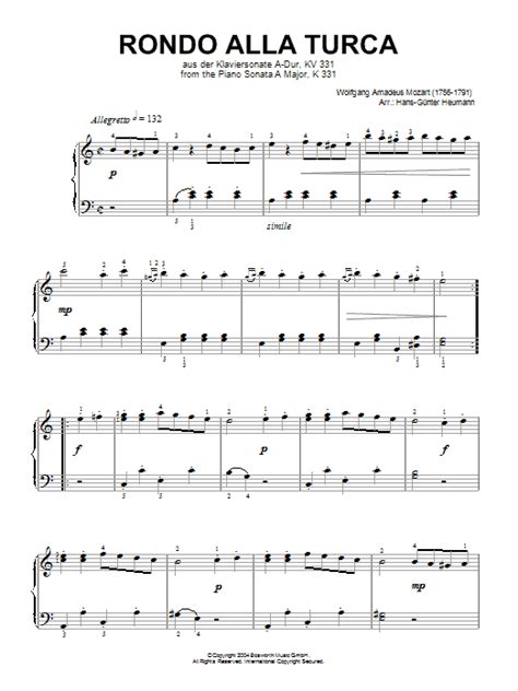 Mozart Rondo alla Turca K331 for Piano Solo Achievement Literature Sheets Kindle Editon