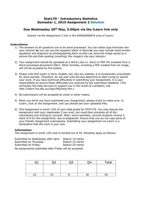 Mq Stat170 Assignment 2 Solutions Reader