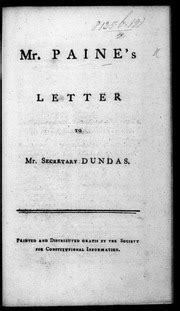 Mr Paine s Letter to Mr Secretary Dundas PDF