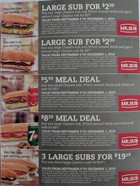 Mr Sub Coupons Printable