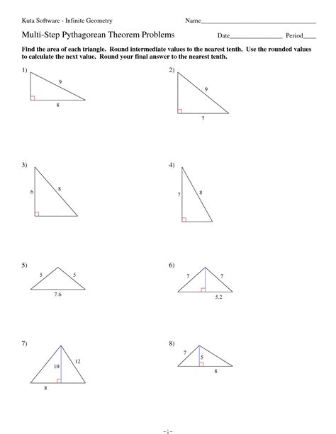 Multi Step Pythagorean Theorem Problems Kuta Software Answers Doc