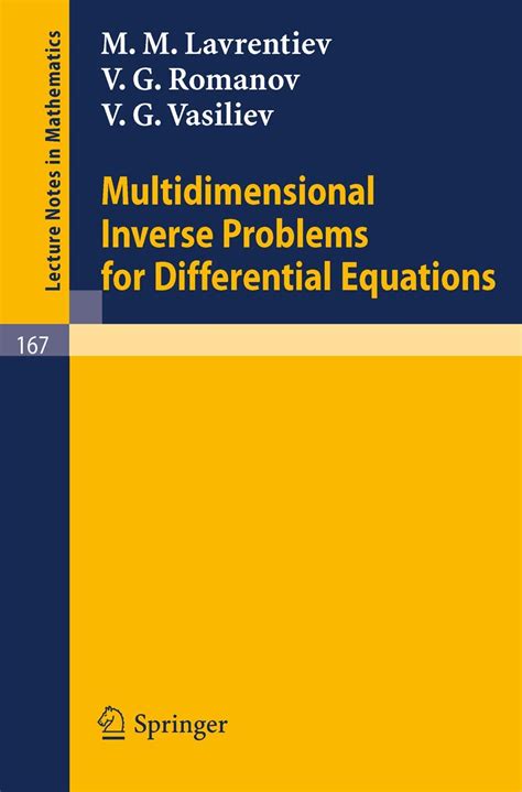 Multidimensional Inverse Problems for Differential Equations Epub