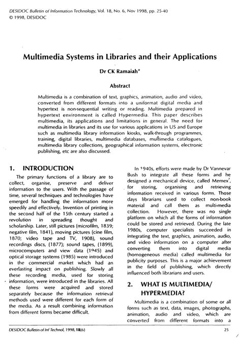 Multimedia : Its Applications in Library and Information Science PDF