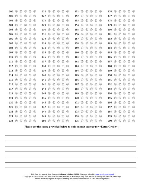 Multiple Choice Answer Sheet For 200 Questions Kindle Editon