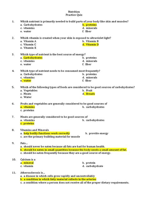 Multiple Choice Questions And Answers On Nutrition Epub