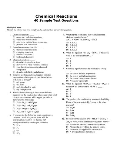 Multiple Choice Questions On Chemistry With Answers PDF
