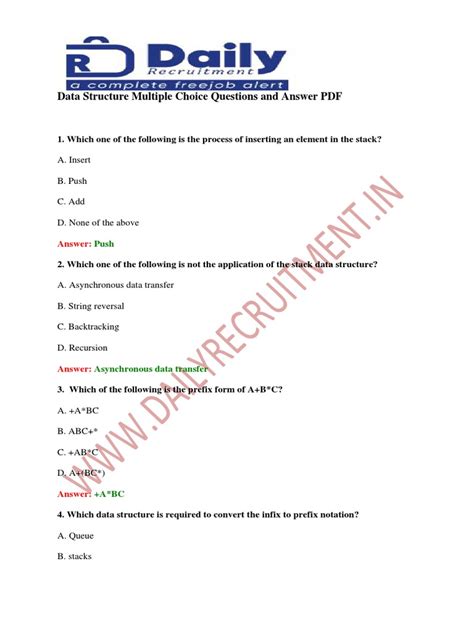 Multiple Choice Questions With Answers In Data Structures Doc