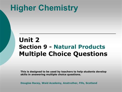 Multiple Choice Worked Answers Higher Chemistry Reader