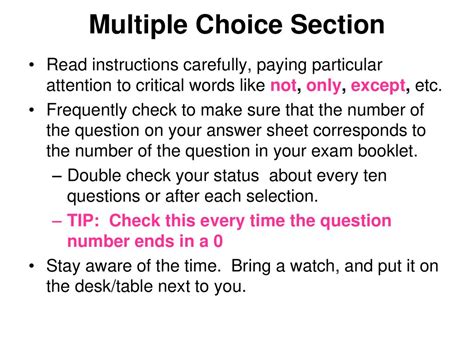 Multiple-choice section: