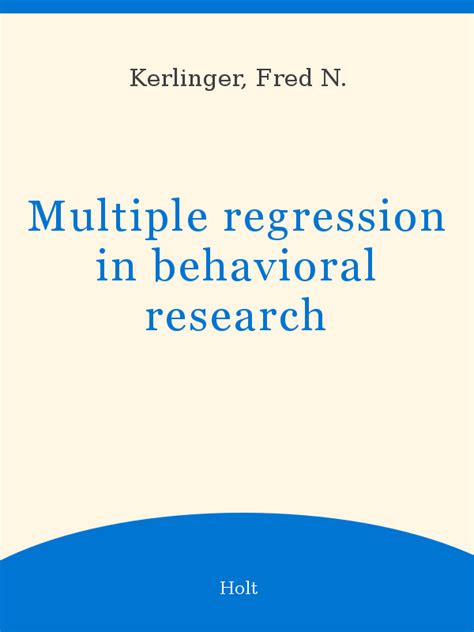 Multiple.regression.in.behavioral.research Ebook Epub