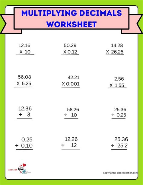 Multiplication and Division with Decimals PDF