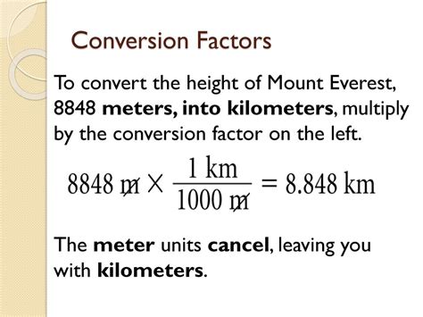 Multiply the meter value by the conversion factor.