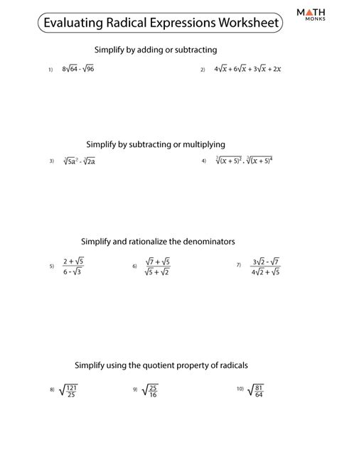 Multiplying And Dividing Radical Expressions Answers Practice Reader