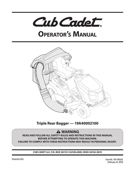 Murray 204210x8a Convertible Rear Bagger Owner`s Manual Pdf Epub