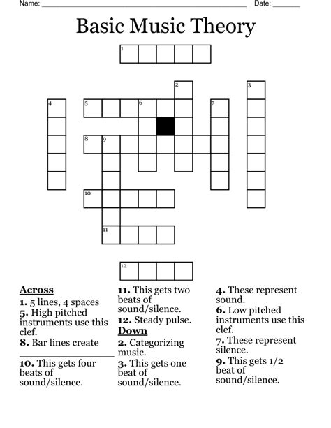 Music Theory Crossword Answers Doc