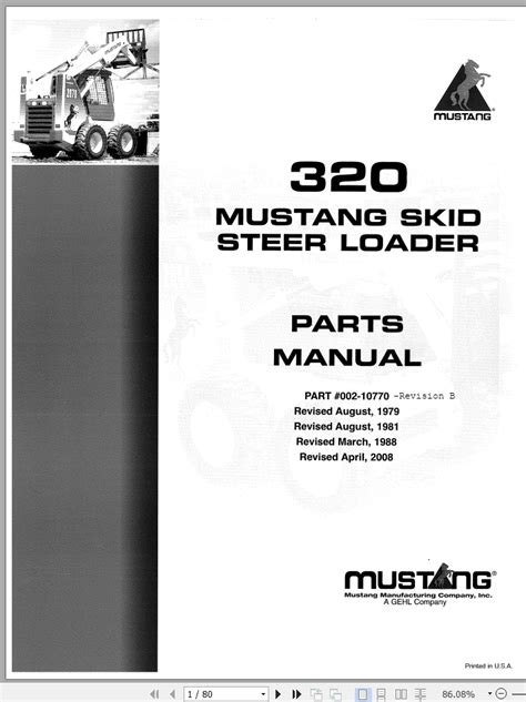 Mustang 320 Skid Steer Parts Service Manual Ebook Reader