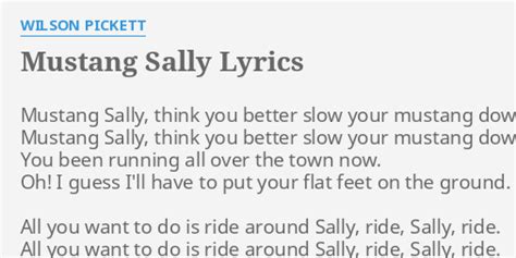 Mustang Sally Song Lyrics: