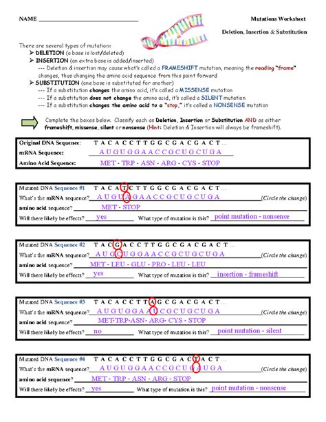 Mutations Worksheet Answers Kindle Editon