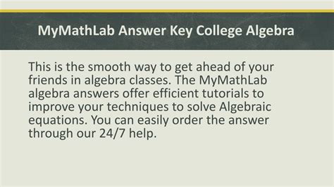 Mymathlab Answer Key Epub