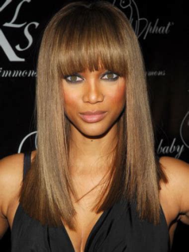 Mysterious and cool long straight glueless lace wig about 16 inches