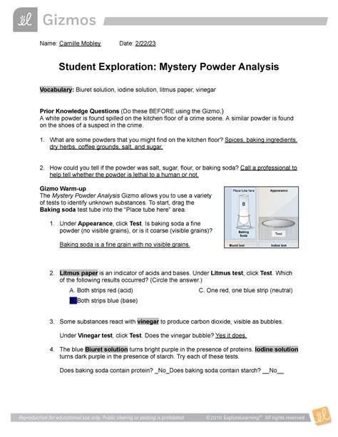 Mystery Powder Lab Answers Epub