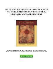 Myth and Knowing An Introduction to World Mythology by Michael McClure Mythology Class Book pdf Kindle Editon