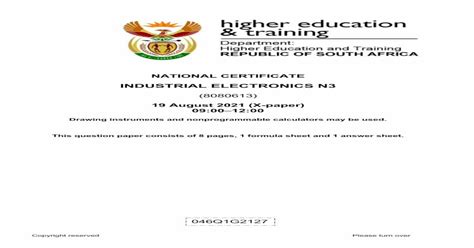 N3 Industrial Electronics Past Papers Memorandum 58466 PDF Kindle Editon