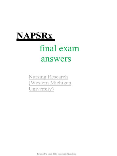 NAPSR EXAM ANSWERS Ebook Doc