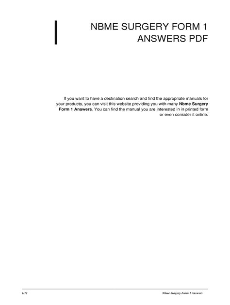 NBME SURGERY FORM 1 ANSWERS Ebook PDF