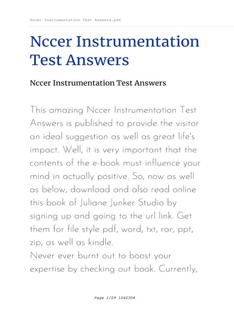 NCCER INSTRUMENTATION TEST ANSWERS Ebook PDF