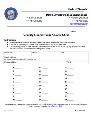 NEVADA PILB SECURITY GUARD TEST ANSWERS Ebook Doc