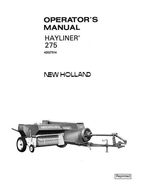 NEW HOLLAND 275 BALER MANUAL Ebook Doc