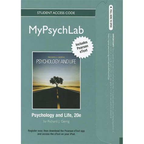 NEW MyLab Psychology with Pearson eText Standalone Access Card for Psychology and Life standalone 20th Edition Mypsychlab Access Codes Doc