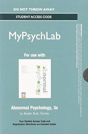 NEW MyPsychLab without Pearson eText Standalone Access Card for Abnormal Psychology 3rd Edition Epub