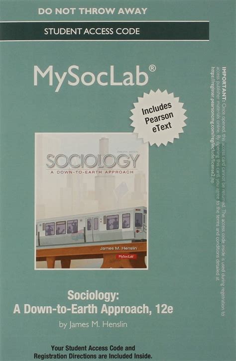 NEW MySocLab Standalone Access Card for Sociology Down-to-Earth 11th Edition PDF