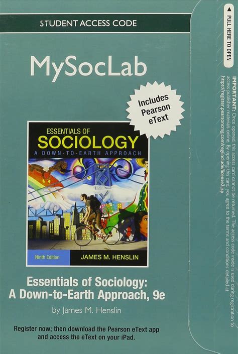 NEW MySocLab with Pearson eText Student Access Code Card for Sociology The Essentials standalone 9th Edition Reader