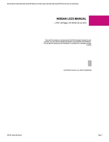 NISSAN LD23 MANUAL Ebook Doc