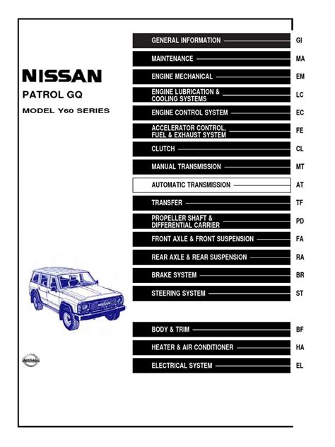 NISSAN PATROL GQ SERVICE MANUAL FREE DOWNLOAD Ebook PDF