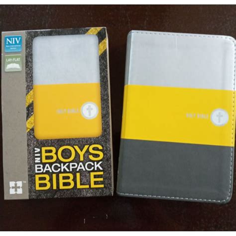 NIV Boys Backpack Bible Compact Leathersoft Yellow Charcoal Doc