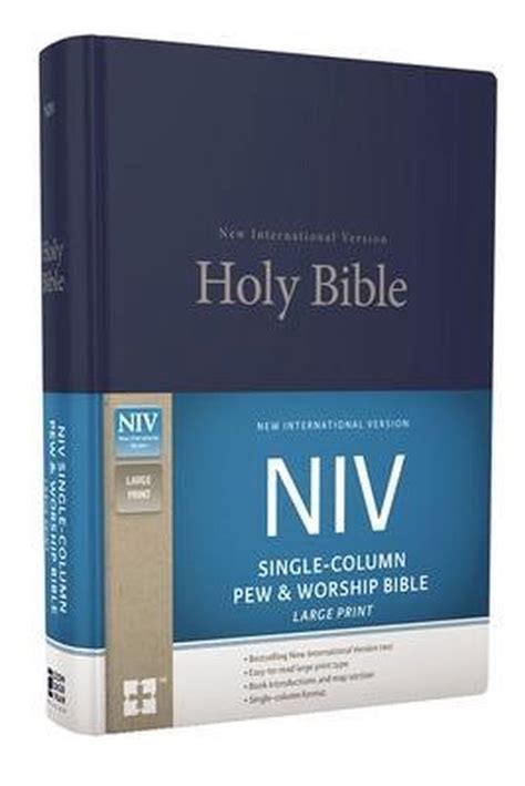 NIV Single-Column Pew and Worship Bible Large Print Hardcover Black Reader