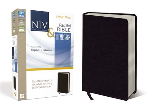 NIV The Message Parallel Bible Large Print Bonded Leather Black Two Bible Versions Together for Study and Comparison Doc